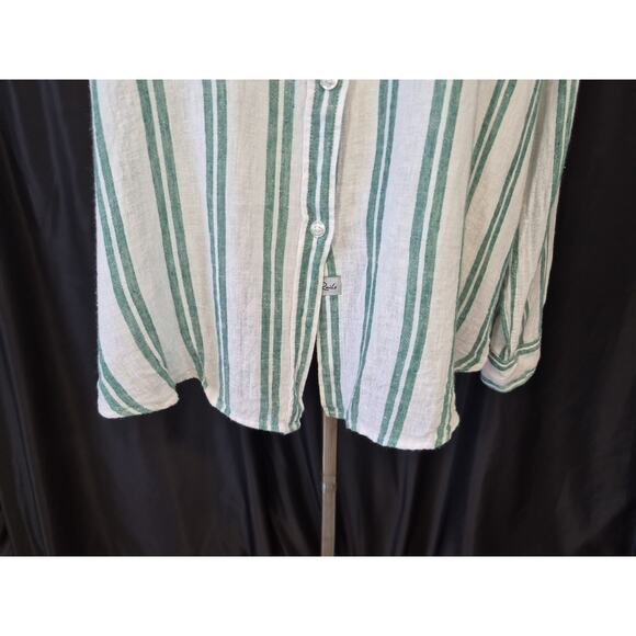 Rails Charli Cordoba Stripe Button Down White Green Linen Blend Top XXL - Picture 5 of 12